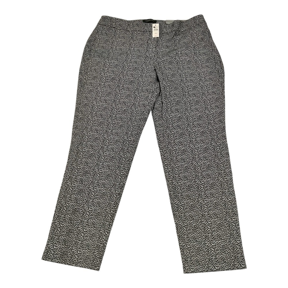 NWT Talbots Chatham Ankle Pants 14WP‎ Petite Black White Stretch Print